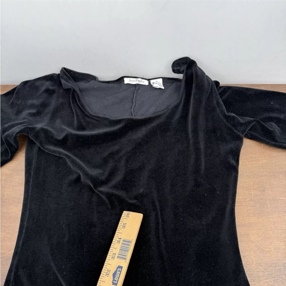 Vintage Ann Taylor Black Velvet Catsuit Bodysuit One Piece Long Sleeve Medium - Picture 6 of 12